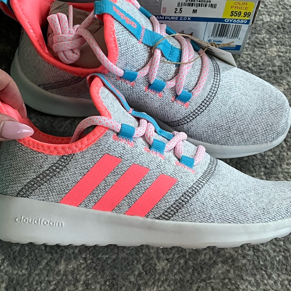 Adidas Gray and Pink Sneakers with Mesh Upper